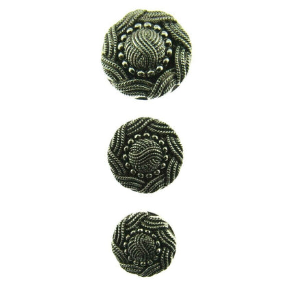 ANTIQUE SILVER TURKS HEAD PLASTIC BUTTONS 15mm, 19mm & 23mm - ThreadandTrimmings