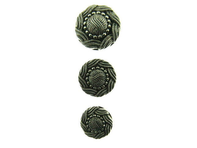 ANTIQUE SILVER TURKS HEAD PLASTIC BUTTONS 15mm, 19mm & 23mm - ThreadandTrimmings