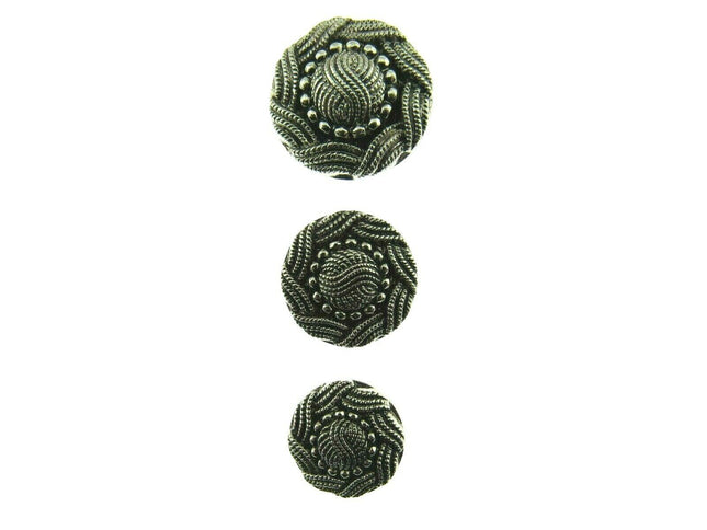 ANTIQUE SILVER TURKS HEAD PLASTIC BUTTONS 15mm, 19mm & 23mm - ThreadandTrimmings