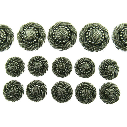 ANTIQUE SILVER TURKS HEAD PLASTIC BUTTONS 15mm, 19mm & 23mm - ThreadandTrimmings