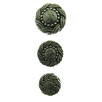 ANTIQUE SILVER TURKS HEAD PLASTIC BUTTONS 15mm, 19mm & 23mm - ThreadandTrimmings