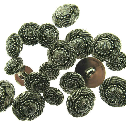 ANTIQUE SILVER TURKS HEAD PLASTIC BUTTONS 15mm, 19mm & 23mm - ThreadandTrimmings