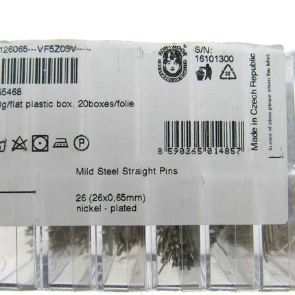 Mild Steel Sewing Dressmaker Pins 26mm Nickel Plated Straight Pins 2 x Box 5000
