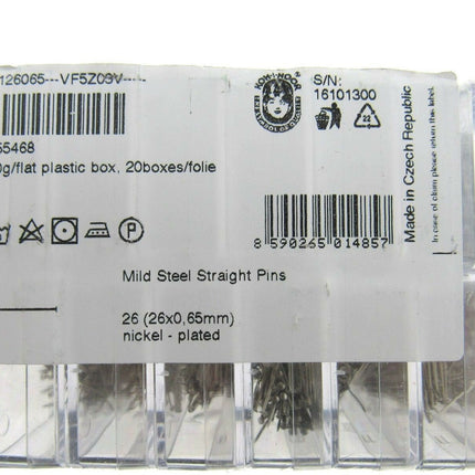 Mild Steel Sewing Dressmaker Pins 26mm Nickel Plated Straight Pins 2 x Box 5000