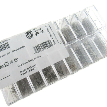 Mild Steel Sewing Dressmaker Pins 26mm Nickel Plated Straight Pins 2 x Box 5000