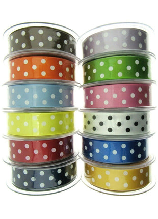 ** 3m x BERISFORDS CLASSIC POLKA DOT SATIN RIBBON - DOUBLE SIDED / WOVEN EDGE - ThreadandTrimmings