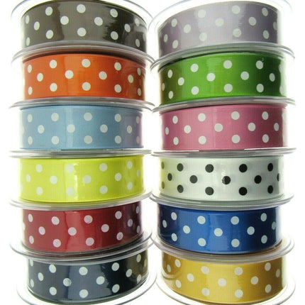 ** 3m x BERISFORDS CLASSIC POLKA DOT SATIN RIBBON - DOUBLE SIDED / WOVEN EDGE - ThreadandTrimmings