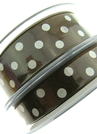** 3m x BERISFORDS CLASSIC POLKA DOT SATIN RIBBON - DOUBLE SIDED / WOVEN EDGE - ThreadandTrimmings