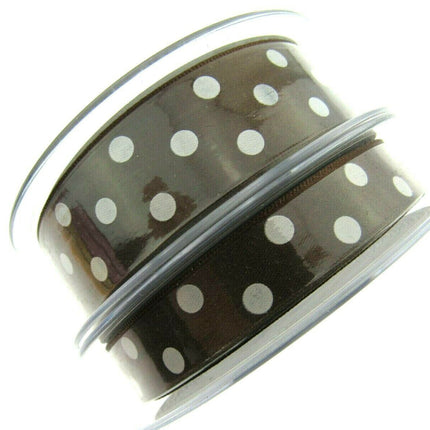 ** 3m x BERISFORDS CLASSIC POLKA DOT SATIN RIBBON - DOUBLE SIDED / WOVEN EDGE - ThreadandTrimmings