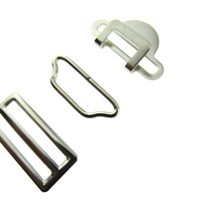 Suspender Garter Buckle Set Fastener - Hook, Bar & Slider 3 Pc Set 25mm - CX75 - ThreadandTrimmings