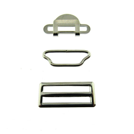 Suspender Garter Buckle Set Fastener - Hook, Bar & Slider 3 Pc Set 25mm - CX75 - ThreadandTrimmings