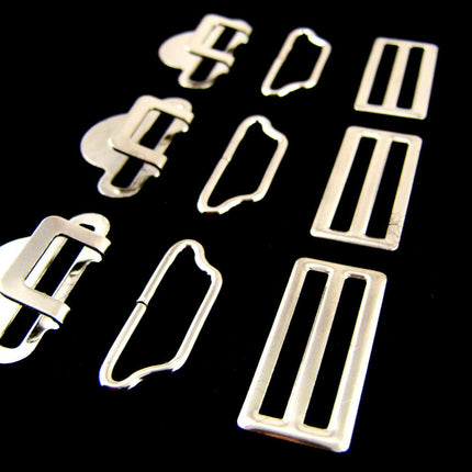 Suspender Garter Buckle Set Fastener - Hook, Bar & Slider 3 Pc Set 25mm - CX75 - ThreadandTrimmings