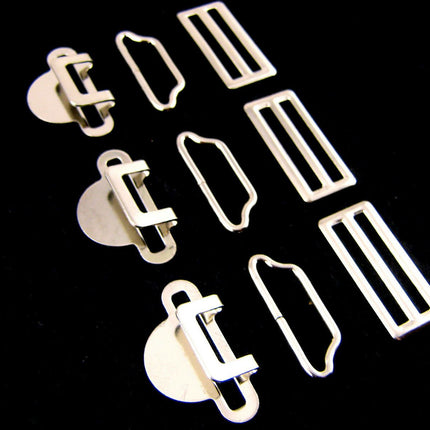 Suspender Garter Buckle Set Fastener - Hook, Bar & Slider 3 Pc Set 25mm - CX75 - ThreadandTrimmings
