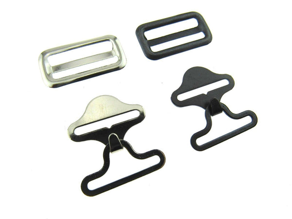 Bow Tie Clips - BLACK or SILVER - 19mm -  3 Piece Set