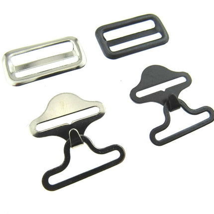 Bow Tie Clip Cravat Fastener Black or Silver For Neckties 19mm 3 Pc Set - CX65 - ThreadandTrimmings