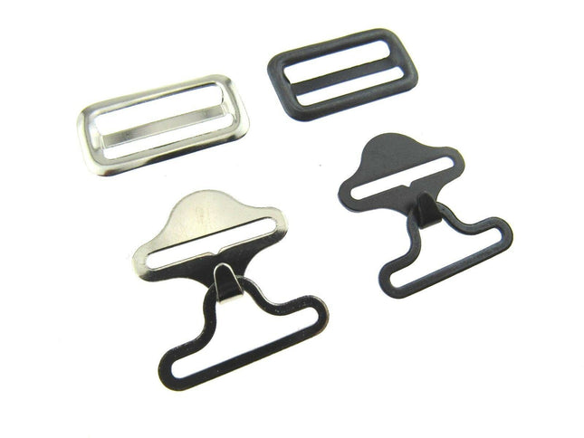 Bow Tie Clip Cravat Fastener Black or Silver For Neckties 19mm 3 Pc Set - CX65 - ThreadandTrimmings
