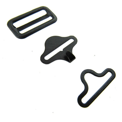 Bow Tie Clip Cravat Fastener Black or Silver For Neckties 19mm 3 Pc Set - CX65 - ThreadandTrimmings