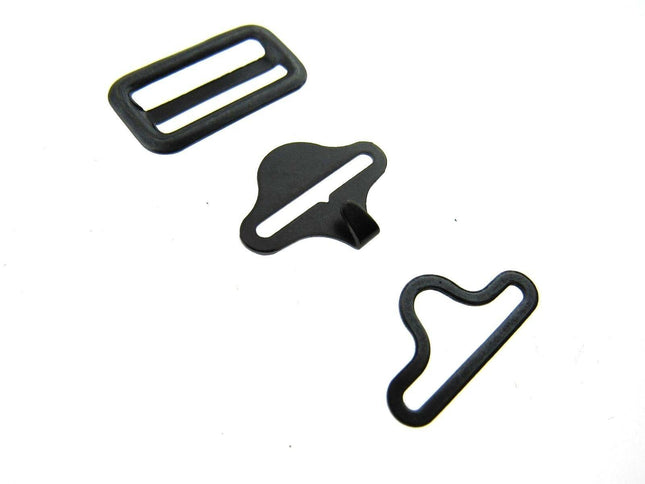 Bow Tie Clip Cravat Fastener Black or Silver For Neckties 19mm 3 Pc Set - CX65 - ThreadandTrimmings