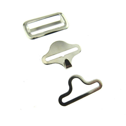 Bow Tie Clip Cravat Fastener Black or Silver For Neckties 19mm 3 Pc Set - CX65 - ThreadandTrimmings