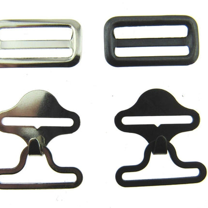 Bow Tie Clip Cravat Fastener Black or Silver For Neckties 19mm 3 Pc Set - CX65 - ThreadandTrimmings