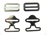 Cravat Bow Tie Clips - Black or Silver - 19mm -  3 Piece Set - CX65