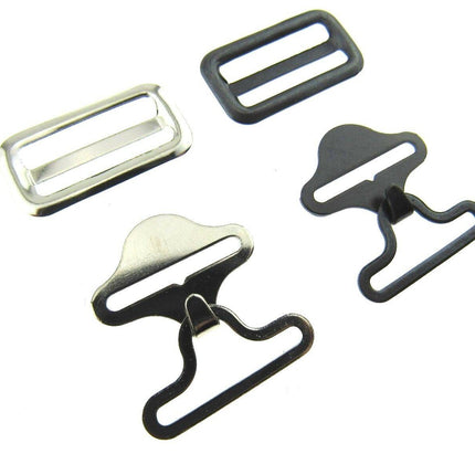 Bow Tie Clip Cravat Fastener Black or Silver For Neckties 19mm 3 Pc Set - CX65 - ThreadandTrimmings