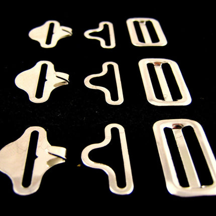 Bow Tie Clip Cravat Fastener Black or Silver For Neckties 19mm 3 Pc Set - CX65 - ThreadandTrimmings