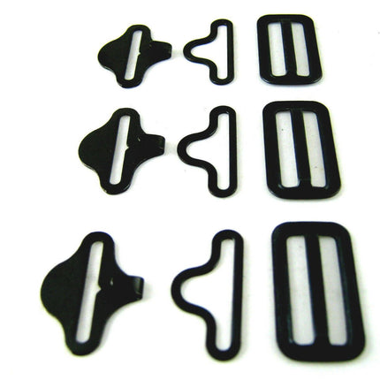 Bow Tie Clip Cravat Fastener Black or Silver For Neckties 19mm 3 Pc Set - CX65 - ThreadandTrimmings