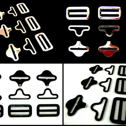 Bow Tie Clip Cravat Fastener Black or Silver For Neckties 19mm 3 Pc Set - CX65 - ThreadandTrimmings