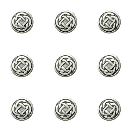 Round Celtic Knot Buttons Silver Oxidised Metal 3 Sizes 15mm, 19mm, 23mm - ThreadandTrimmings