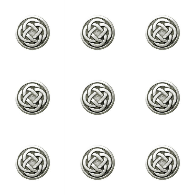 Round Celtic Knot Buttons Silver Oxidised Metal 3 Sizes 15mm, 19mm, 23mm - ThreadandTrimmings