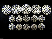 Round Celtic Knot Buttons - Silver Oxidised Metal - 3 Sizes - 15mm, 19mm, 23mm