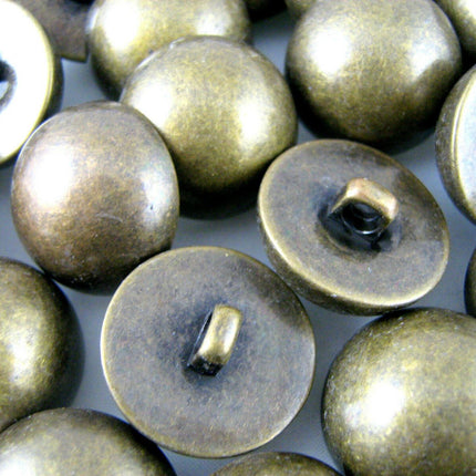 Round Domed Antique Bronze Polished Blazer Buttons - Plastic With Shank - ThreadandTrimmings