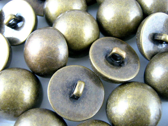Round Domed Antique Bronze Polished Blazer Buttons - Plastic With Shank - ThreadandTrimmings