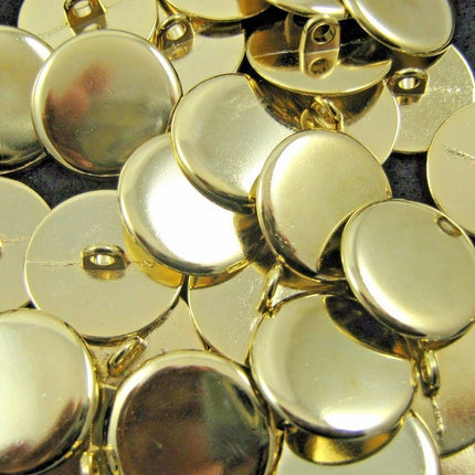 Round Metal Polished Blazer Buttons in Gold or Silver with Shank (B568) - ThreadandTrimmings