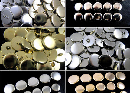 Round Metal Polished Blazer Buttons in Gold or Silver with Shank (B568) - ThreadandTrimmings