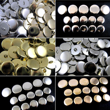 Round Metal Polished Blazer Buttons in Gold or Silver with Shank (B568) - ThreadandTrimmings