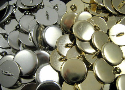 Round Metal Polished Blazer Buttons in Gold or Silver with Shank (B568) - ThreadandTrimmings