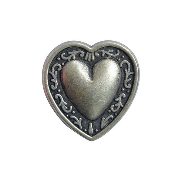 ANTIQUE SILVER METAL HEART BUTTONS - AVAILABLE in 3 SIZES - 11.5mm, 18mm & 20mm - ThreadandTrimmings