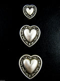 ANTIQUE SILVER METAL HEART BUTTONS - AVAILABLE in 3 SIZES - 11.5mm, 18mm & 20mm - ThreadandTrimmings