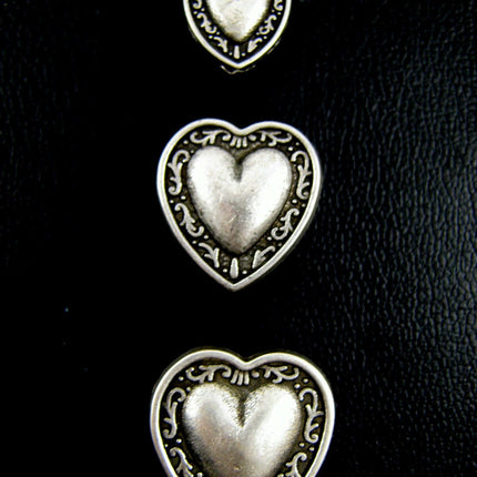 ANTIQUE SILVER METAL HEART BUTTONS - AVAILABLE in 3 SIZES - 11.5mm, 18mm & 20mm - ThreadandTrimmings