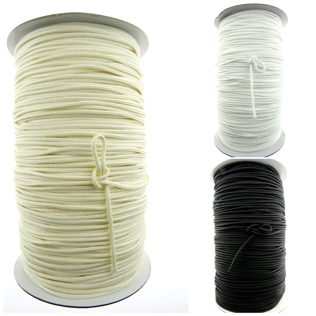 Blind Lift Cord 2mm Polyester Non Stretch Curtain Cord Black White Cream - ThreadandTrimmings