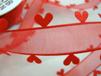 "Heart Edge" Chiffon Organza Ribbon with SATIN HEART EDGE- 25mm Wide