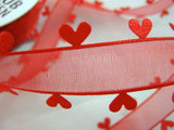 "Heart Edge" Chiffon Organza Ribbon with SATIN HEART EDGE- 25mm Wide