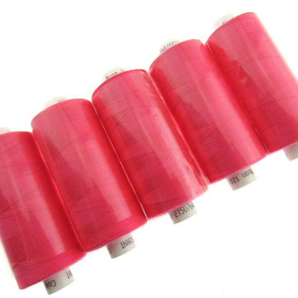 5 x 1000 YARD MOON SPUN POLYESTER SEWING THREAD - CHOOSE YOUR COLOUR - ThreadandTrimmings