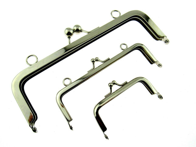 ** SILVER METAL PURSE FRAMES With KISS CLASP and HOLES - ThreadandTrimmings