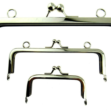 ** SILVER METAL PURSE FRAMES With KISS CLASP and HOLES - ThreadandTrimmings