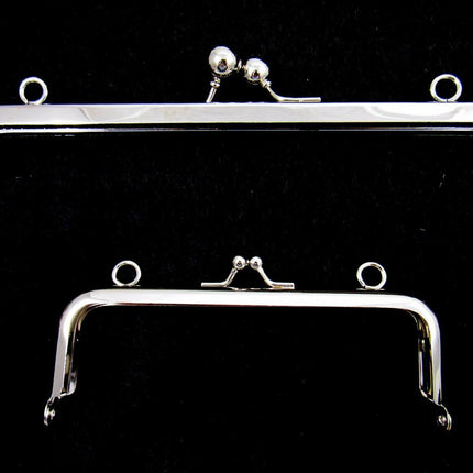 ** SILVER METAL PURSE FRAMES With KISS CLASP and HOLES - ThreadandTrimmings