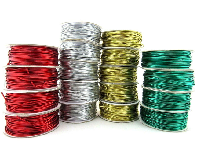WHOLE ROLL BERISFORDS- 20m x 1.2mm ROUND LUREX METALLIC ELASTIC - GREAT FOR XMAS - ThreadandTrimmings
