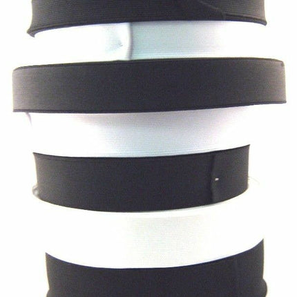 Stretch Flat Woven Elastic Waistband Reel 25m Black/White Width 19mm–75mm Sewing - ThreadandTrimmings